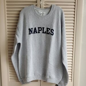 Gray Crewneck Sweatshirt with Navy Naples Logo